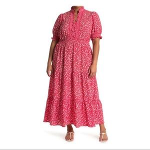 New Short Sleeved Smocked Plus Size Maxi Dress